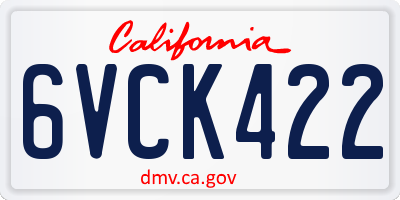 CA license plate 6VCK422