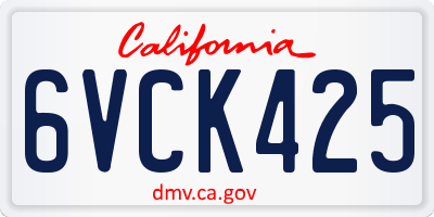 CA license plate 6VCK425