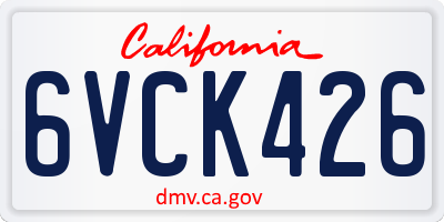 CA license plate 6VCK426