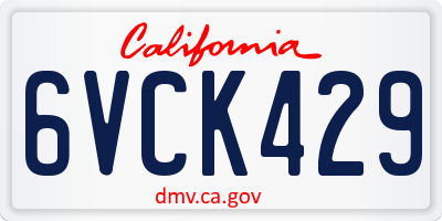 CA license plate 6VCK429