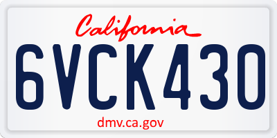 CA license plate 6VCK430