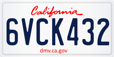 CA license plate 6VCK432