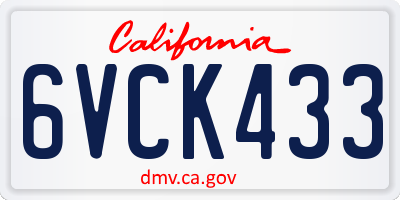 CA license plate 6VCK433