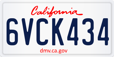 CA license plate 6VCK434