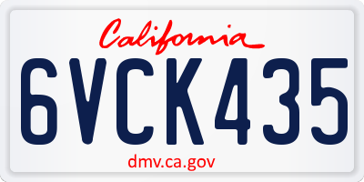 CA license plate 6VCK435