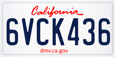 CA license plate 6VCK436