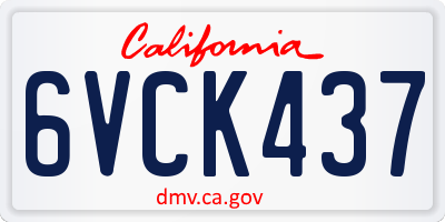 CA license plate 6VCK437