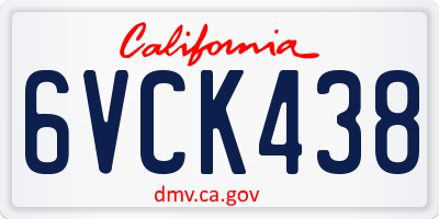 CA license plate 6VCK438