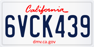 CA license plate 6VCK439