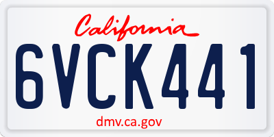 CA license plate 6VCK441