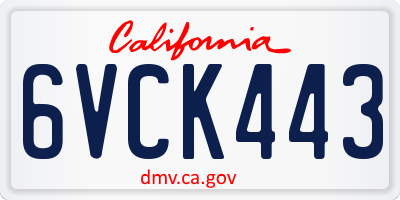 CA license plate 6VCK443