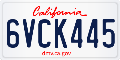 CA license plate 6VCK445