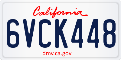 CA license plate 6VCK448