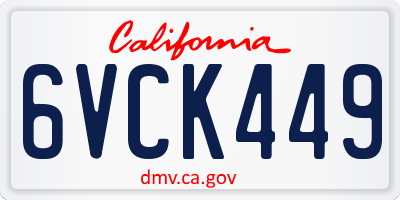 CA license plate 6VCK449