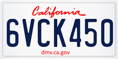 CA license plate 6VCK450