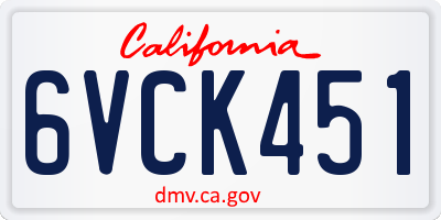 CA license plate 6VCK451