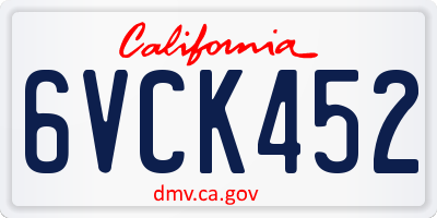 CA license plate 6VCK452