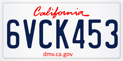 CA license plate 6VCK453