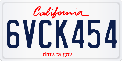 CA license plate 6VCK454