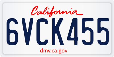 CA license plate 6VCK455