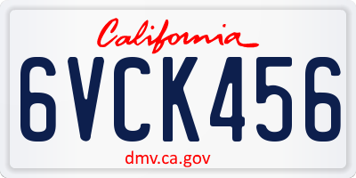 CA license plate 6VCK456