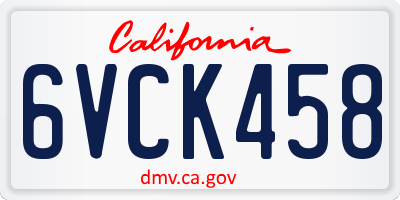 CA license plate 6VCK458