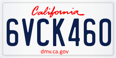 CA license plate 6VCK460