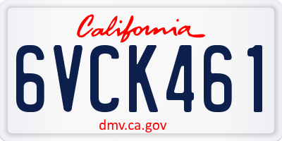 CA license plate 6VCK461