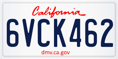CA license plate 6VCK462