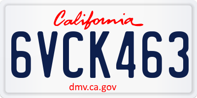CA license plate 6VCK463