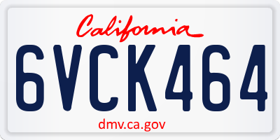 CA license plate 6VCK464