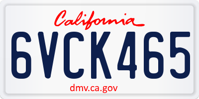 CA license plate 6VCK465
