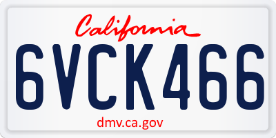 CA license plate 6VCK466