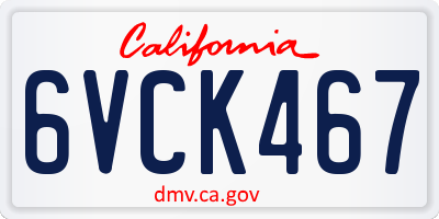 CA license plate 6VCK467