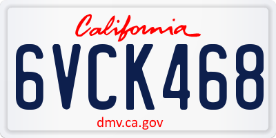 CA license plate 6VCK468