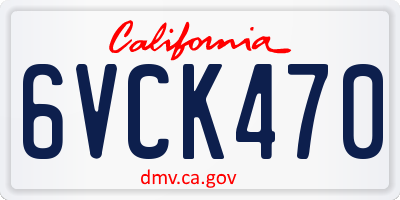 CA license plate 6VCK470