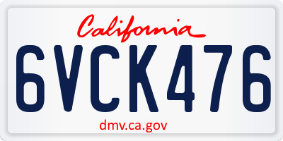 CA license plate 6VCK476