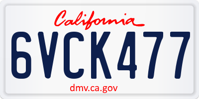 CA license plate 6VCK477