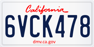 CA license plate 6VCK478