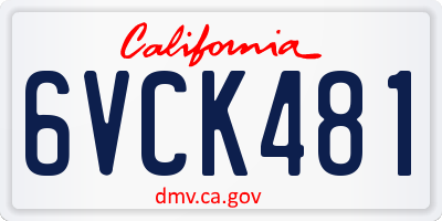 CA license plate 6VCK481