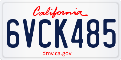 CA license plate 6VCK485