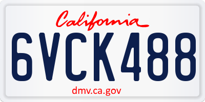 CA license plate 6VCK488