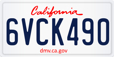 CA license plate 6VCK490