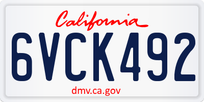 CA license plate 6VCK492