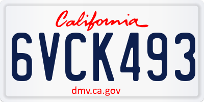 CA license plate 6VCK493