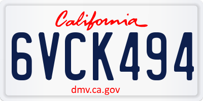 CA license plate 6VCK494