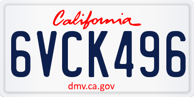 CA license plate 6VCK496