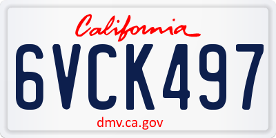 CA license plate 6VCK497