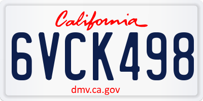 CA license plate 6VCK498