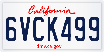 CA license plate 6VCK499